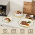 thumbnail image 5 of Ollieroo Kitchen Plates and Bowls Sets, 12 Pieces Porcelain Dinnerware Set for 4, Handmade Ceramic Dish Set wtih Gold Rim, White, Not Suitable for Microwave&Dishwasher&Oven, 5 of 9