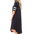 thumbnail image 3 of Femmes Rayé Col Rond Taille Haute Asymétrique Ourlet T-shirt Midi Robe, 3 of 4