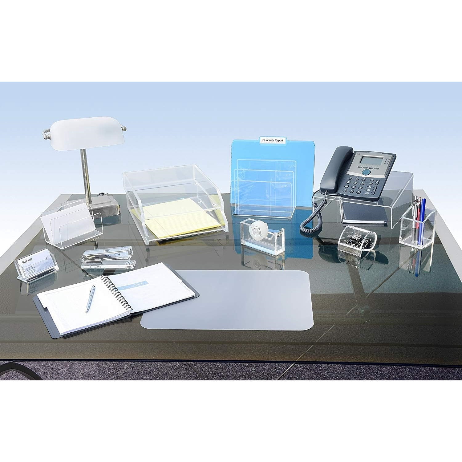 Acrylic Double Large Letter Tray, 2 Tier Stackable Desk Organizer, Front Loading, 10.6" x 13.9" x 4.8", Non-Skid Feet, Office Organizer, Desk Accessory