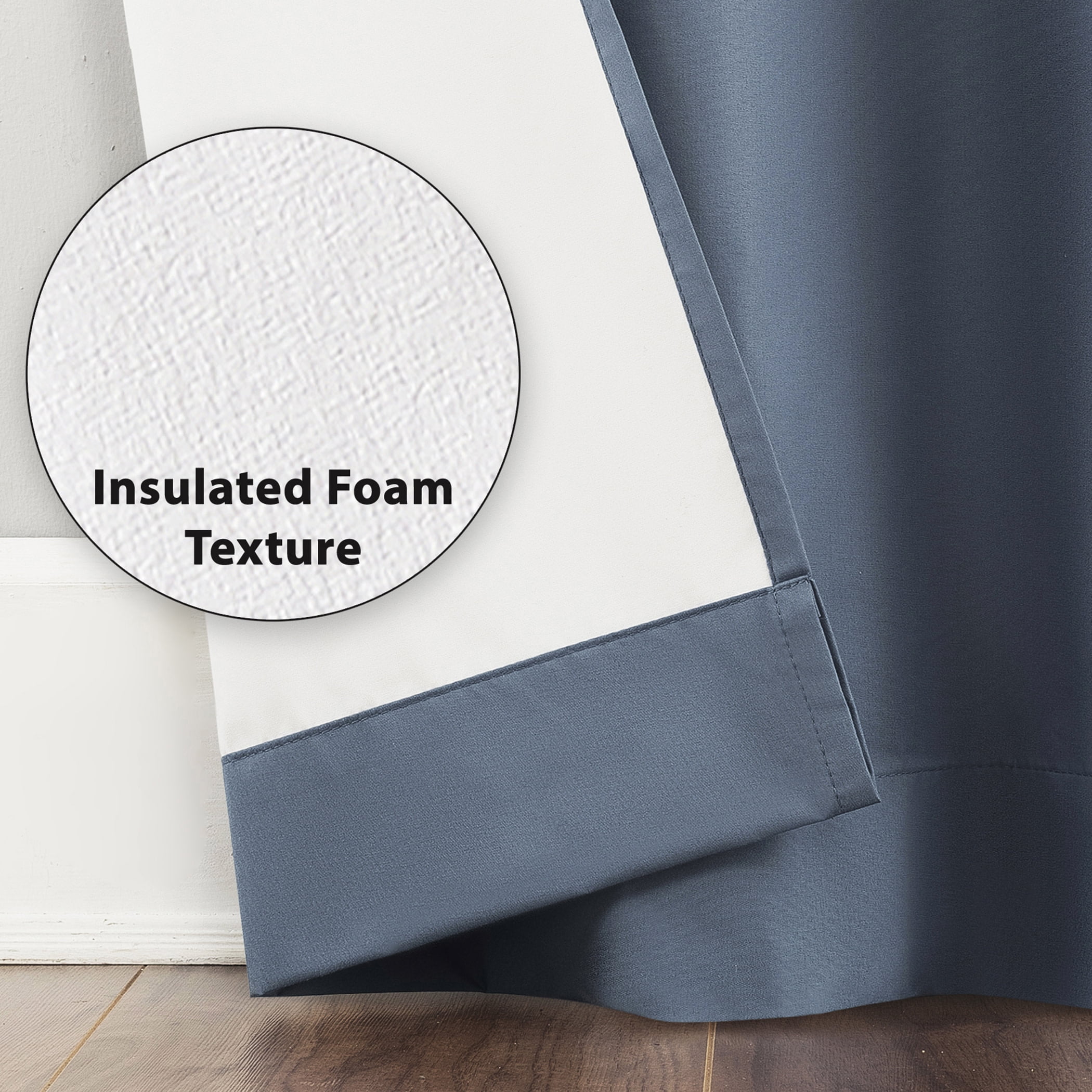 Sun Zero Cyrus 1-Piece  Thermal 100% Blackout  Back Tab/Rod Pocket Curtain Panel, Denim Blue, 40”W x 84"L