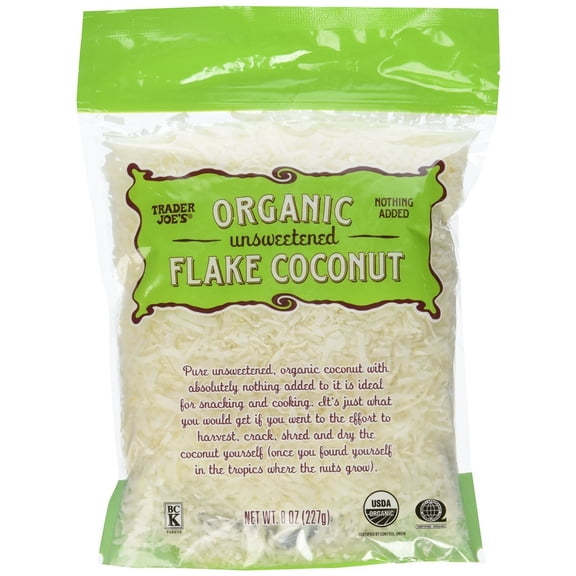 2 Bags of Trader Joe's Organic Unsweetened Flake Coconut