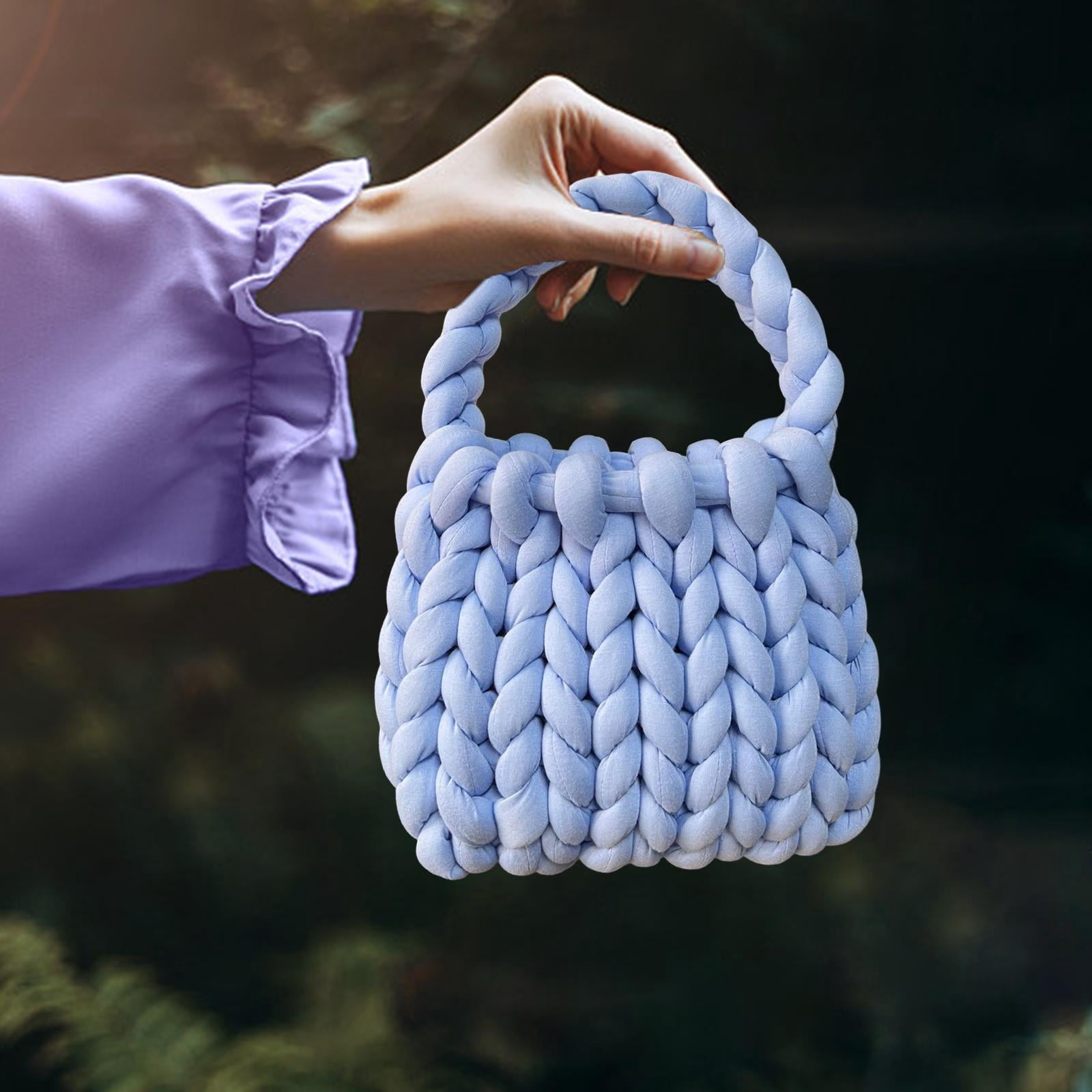 FVDPWYE Women Crochet Bag Clutch Purse Female Shopping Bag Knit Clutch Wallet Knit Purse blue