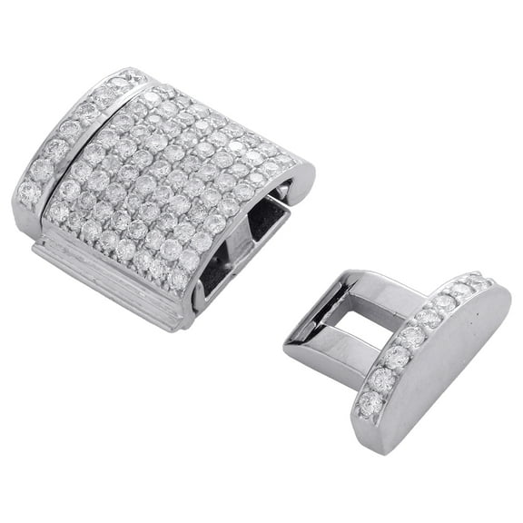 10K White Gold Miami Cuban Chain / Bracelet 12mm Diamond Box Clasp Lock 0.76 CT