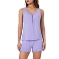 thumbnail image 2 of SUNSIOM Pyjama Deux Pièces pour Femmes Ensemble Débardeurs et Shorts Froncés Sans Manches, 2 of 9
