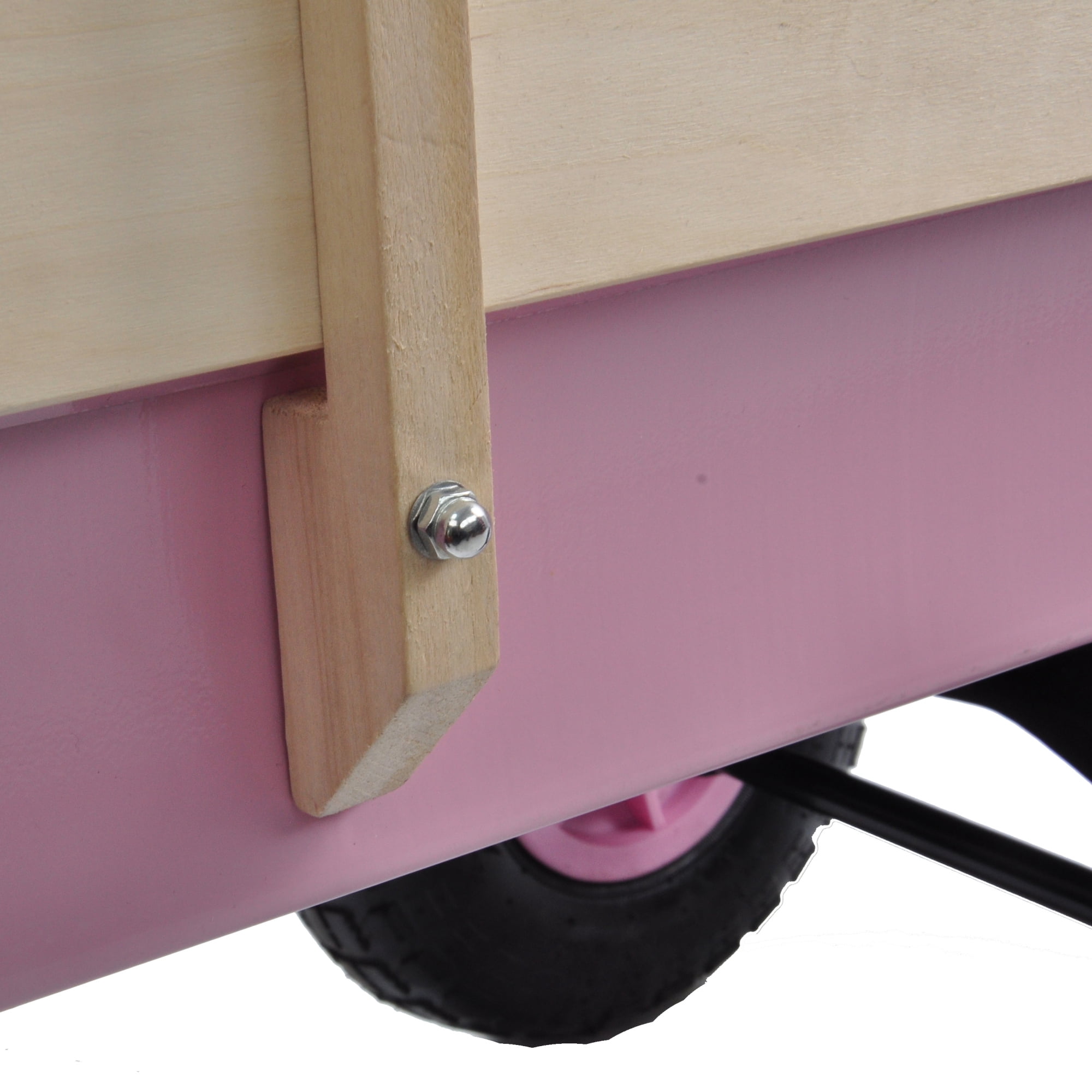 Leumius Outdoor Wagon with Pulling Wood Railing Panels,39" Utility Wagon with 10 Inch Wheels,176LBS Capacity for Beach,Garden,Park,Pink