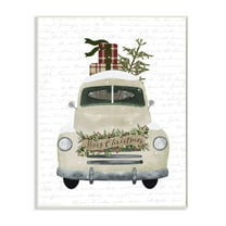 Stupell Industries Merry Christmas Snow Covered Truck Holiday Design Wood Wall Art By Artist Lettered and Lined