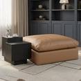 thumbnail image 2 of Meridian Furniture Comfy Cognac Vegan Leather Ottoman, 2 of 6