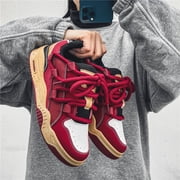2026 New Mens Niche Design Sneakers Burgundy Trendy Style Versatile Casual Sports Outdoor Walking Shoes | All Season