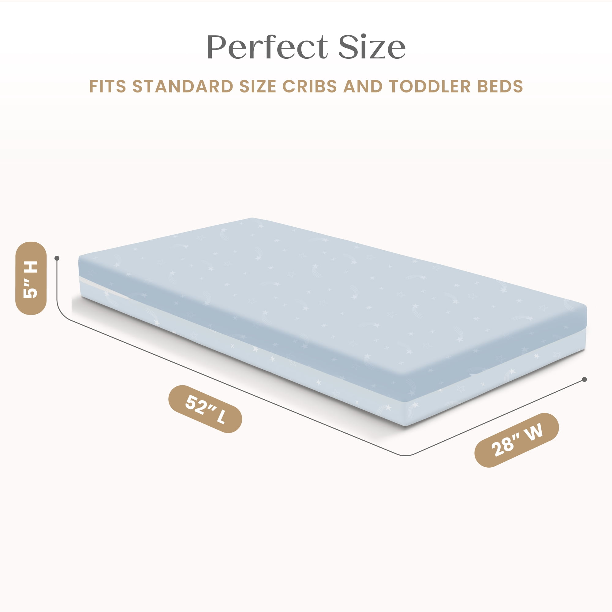Delta Children Refresh 2-Stage Crib and Toddler Mattress - Breathable Cover and Core - Machine Washable - GREENGUARD Gold – Waterproof - Sustainably Sourced Core, Blue