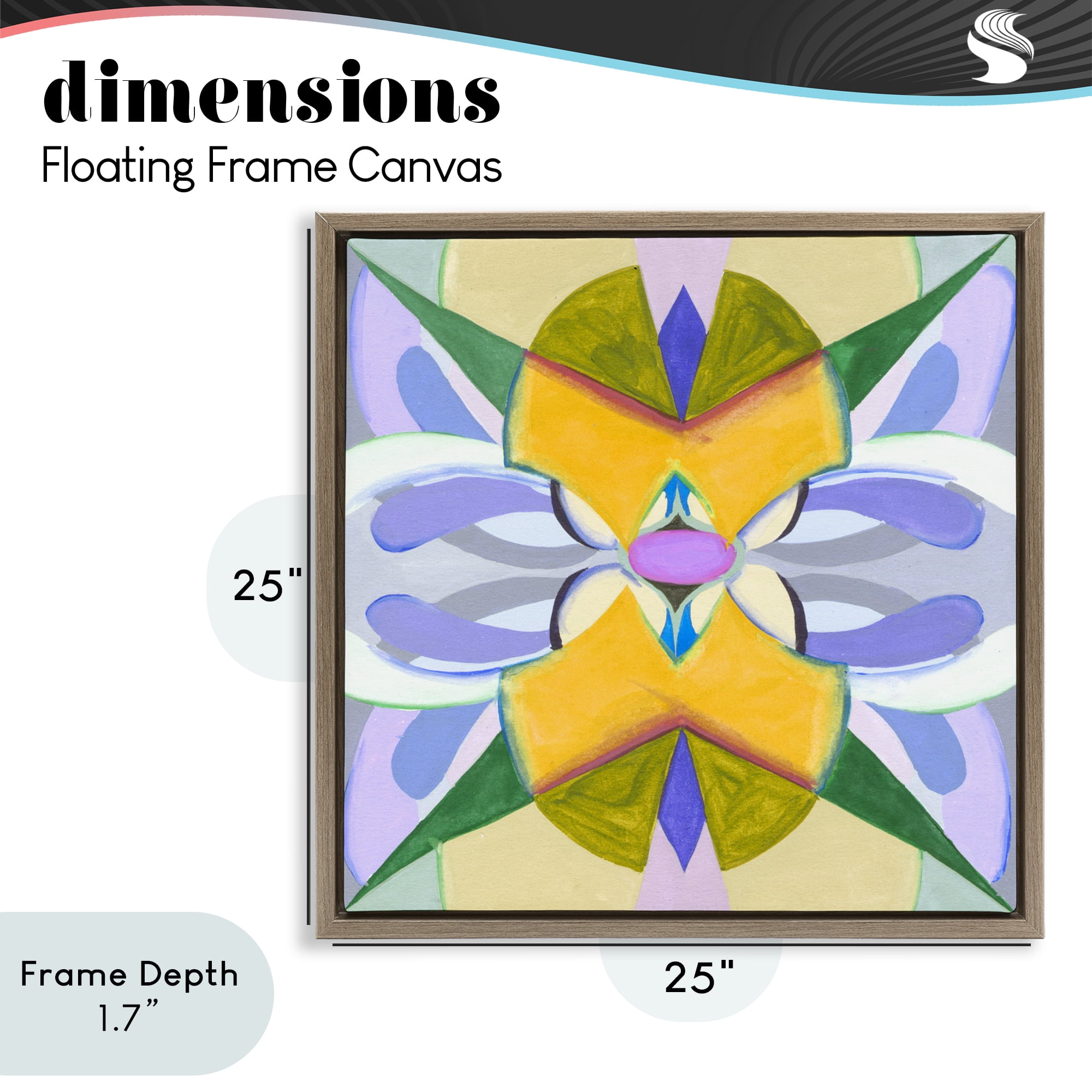 Stupell Industries Revival Kaleidoscope Symmetry Brown Framed Floater Canvas Wall Art, design by Melissa Wang
