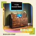 thumbnail image 7 of EnHomee Dresser for Bedroom with Power Strip & LED Lights Fabric Dresser with Open Shelves Chest of Drawers for Living Room, Rustic Brown, 7 of 7