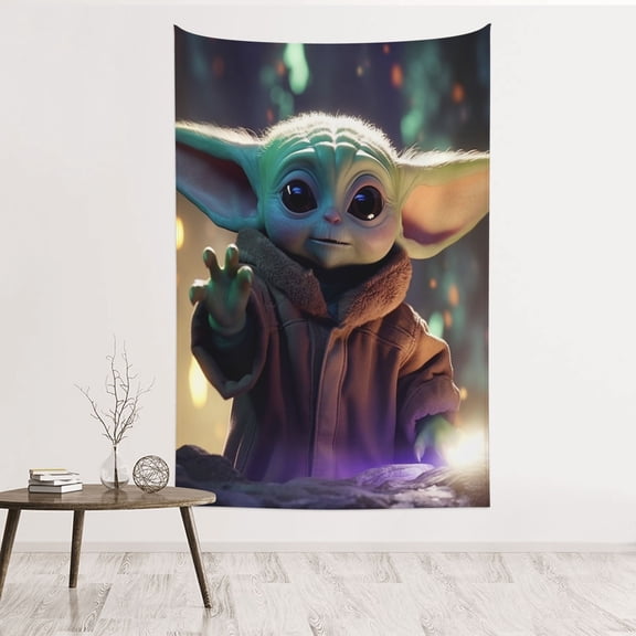 Yoda Tapestry Aesthetic Wall Hanging for Living Room Bedroom Art Tapestries Poster Blanket College Dorm Home Decor 60x40 Inch
