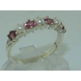 thumbnail image 2 of LBG British Made 10k White Gold Cultured Pearl & Pink Tourmaline Womens Eternity Ring - Size 10.75 - 33 size options, 2 of 6
