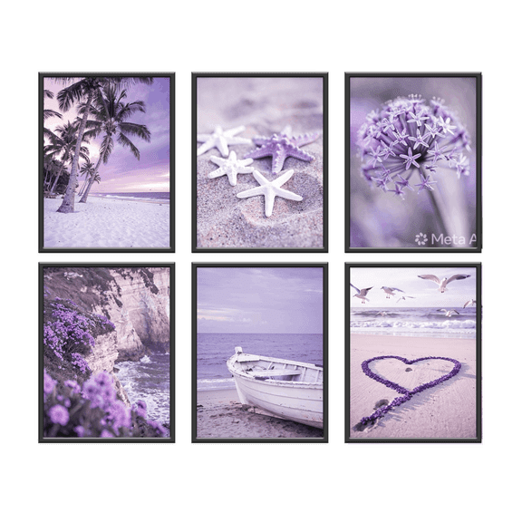 Tropical Landscape Wall Art Canvas Prints Beach Tree Art Posters Natural Picture Art Painting Living Room Wall Decor Set of 6 8x10inch Unframed
