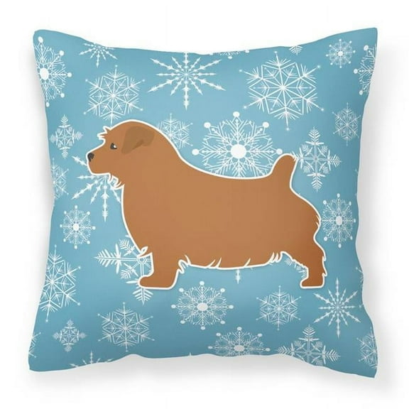 Carolines Treasures BB3509PW1818 Winter Snowflake Norfolk Terrier Fabric Decorative Pillow