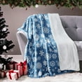 thumbnail image 6 of Xmas Snowflake Throw Blankets Blue Merry Blanket Ultra Soft Cozy Fleece Flannel Christmas Throws for New Year Winter Snow Frozen Ice Wonderland Party Sofa Couch Bed Decor, 50x60, 6 of 6