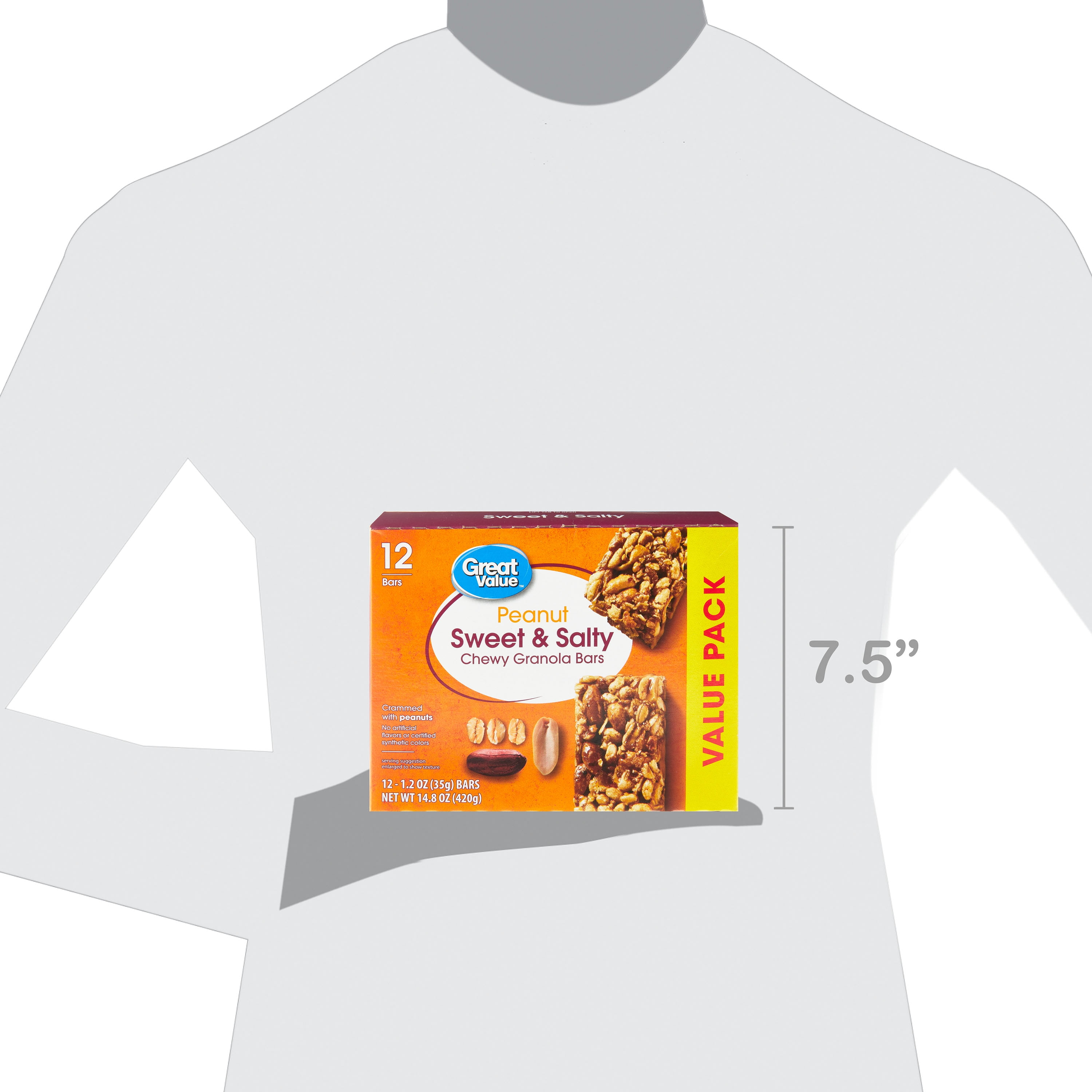 Great Value Peanut Sweet & Salty Chewy Granola Bars, Value Pack, 1.2 oz, 12 Count