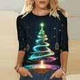 thumbnail image 6 of ‌FDGIU Funny Christmas Shirts for Women - Cute Xmas Tree Print 3/4 Sleeve Blouses, Holiday Tops with Crew Neck, Funny Christmas Tops, 6 of 6