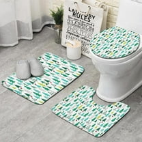 Green Christmas Tree Pattern Bathroom Rugs Sets 3 Piece,Toilet Cover Set,Absorbent Non Slip Bathroom Mats Sets with U-Shaped Contour Rug Toilet Rug Set