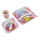 thumbnail image 1 of EeaseMX Juego de comedor de 5 piezas para niños pequeños, plato, tazón, taza, tenedor y cuchara de bambú., 1 of 7