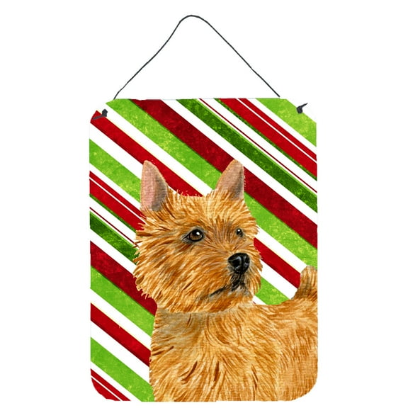 Norwich Terrier Candy Cane Holiday Christmas Wall or Door Hanging Prints