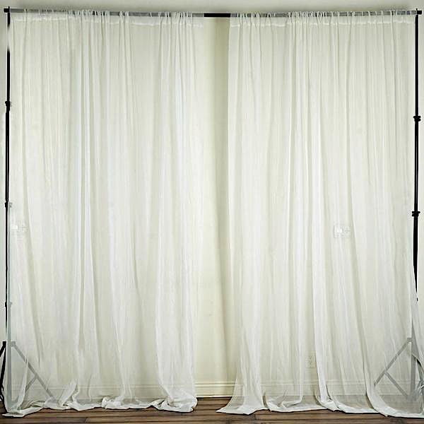 2 panels of RED 10ft x12ft Sheer Voile Curtain Panel Backdrop w/ 4" Rod Pocket 