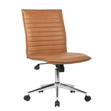 Boss Office Products Vinyl Armless Hospitality Task Chair with Casters, Caramel