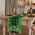 thumbnail image 2 of Table Runners 72 Inches Long Dress Scarves, St. Patrick's Day Farmhouse Kitchen Table Runner, Coffee Tablerunners, Spring Lucky Shamrocks Green Gnomes Plaid 16x72 Inch, 2 of 9