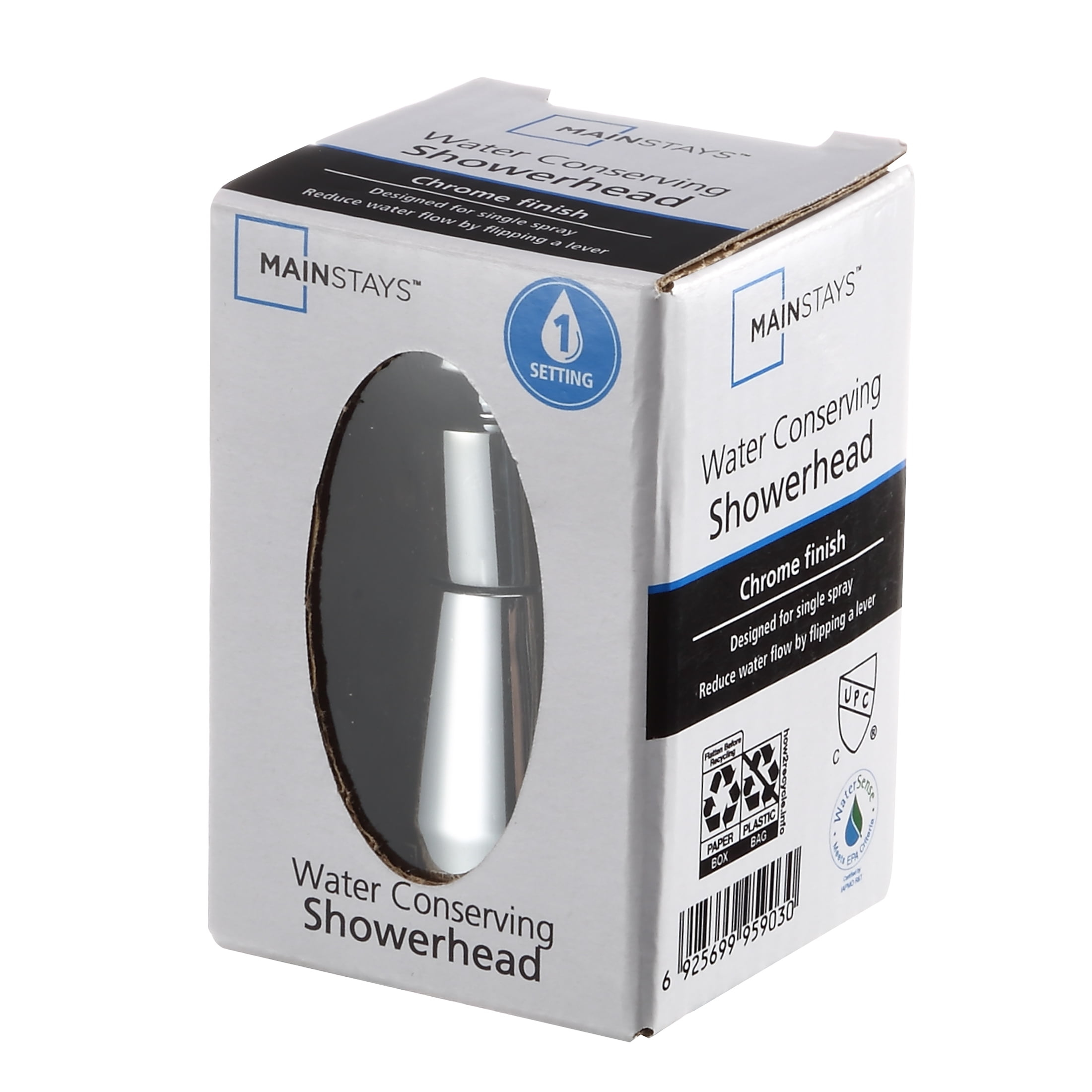 Mainstays Water Conserving Showerhead in Chrome