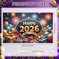 thumbnail image 2 of Colorful Balloons Happy New Year Banner Golden Stars 2026 Banner Fireworks Design Gift Boxes Ornate Border Festival Banner for New Year Party Holiday Celebration Indoor Decoration, 2 of 9