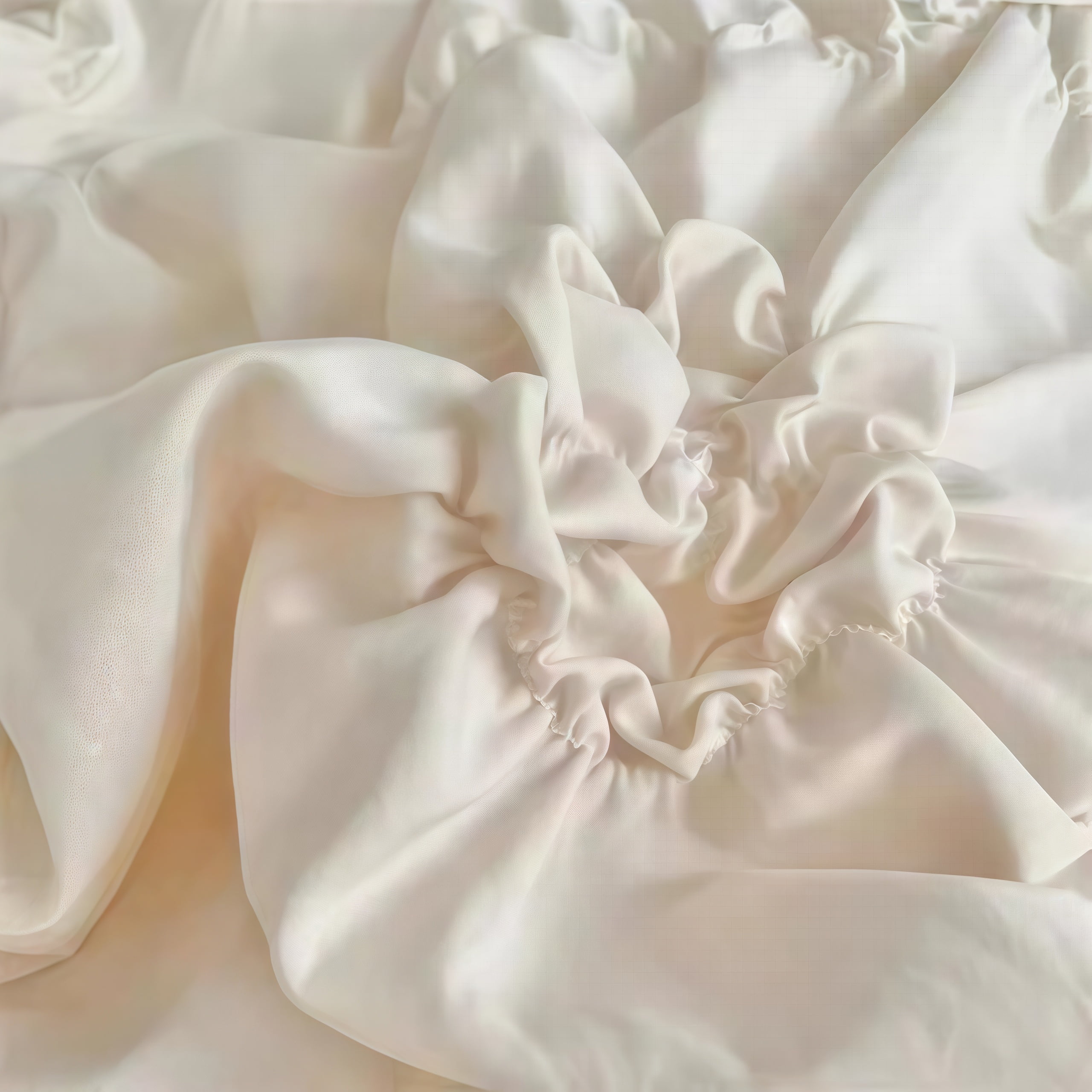 JOLUSERE Rustic French Style Beige Duvet Cover Sets King Size, Textured Flower Pinch Pleated Solid Luxury Bedding Sets