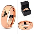 thumbnail image 4 of Tungsten Falcon Eagle Bird Band Ring 7mm Men Women Comfort Fit 18k Rose Gold Dome Polished, 4 of 4