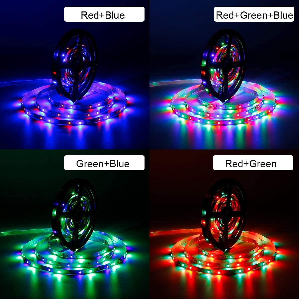 SUPERNIGHT 5M/16.4Ft RGB LED Light Strip NON-Waterproof 3528 SMD RGB 300LEDs, Color Changing Flexible Tape Strip Light Kit with 44Keys IR Remote Control, Power Supply for Party, Bar, Home Decoration