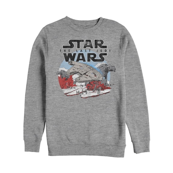 Men's Star Wars The Last Jedi Millennium Falcon Crait Battle Sweatshirt Athletic Heather 2X Large