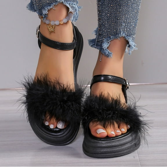 Summer Sandals Clearance, Xunlbb Women's Large Size Retro Flat-bottomed Sandals Sandals With Elastic Or Feet.(Black,Size:36)