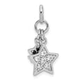 thumbnail image 4 of Simply Starz Sterling Silver Rhodium-plated Black & Clear CZ Star Pendant, 4 of 4