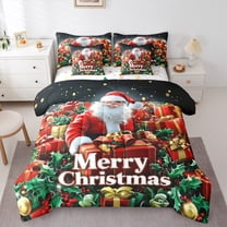 Castle Fairy Santa Claus 7-Piece Twin Bedding Sets for Teens,Xmas Gifts Bedding Comforter Set,Happy New Year Breathable Sheet Sets,Breathable Home Decor