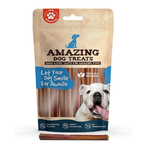 Amazing Dog Treats - 6" Regular Bully Sticks - Rawhide Alternative Dog Chew