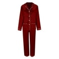thumbnail image 7 of GILIGEGE Womens Silk Satin Pajamas Set Long Sleeve Button Down Sleepwear 2 Piece Lounge Set Pj Set S-2Xl Wine S, 7 of 7