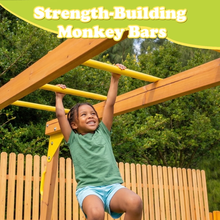 SuniBoxi Playground Sets for Backyard: Wooden Swing, Slide