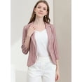 thumbnail image 2 of Blazer De Solapa Con Muescas Y Mangas 3/4 A Rayas Para Mujer Loto S, 2 of 6