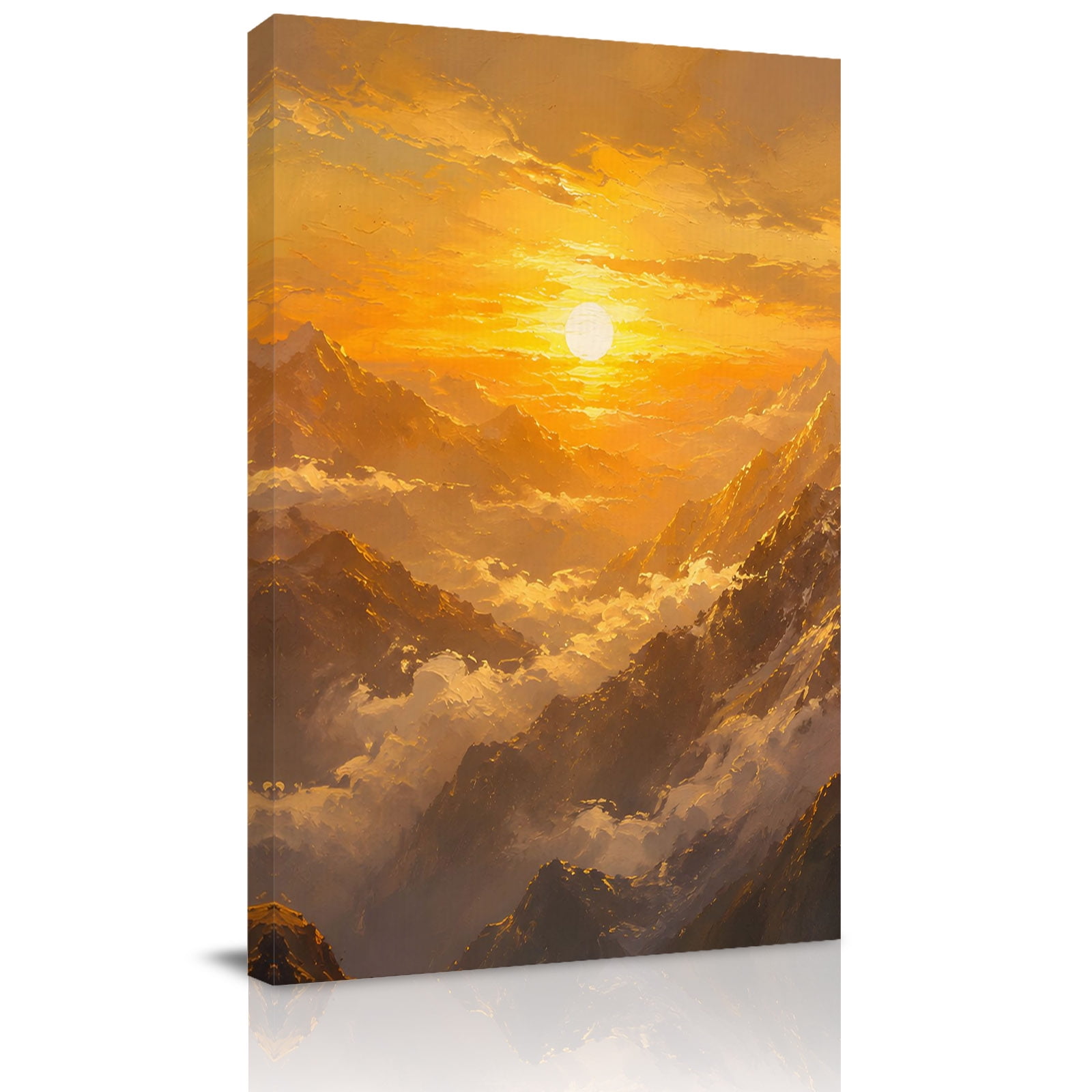 Canvas Wall Art Mountain Landscape Framed Canvas Prints for Hallway Living Room Golden Sunrise Cloud Natural Scenery Extra Large Gallery Wrapped Wall Decor for Home Office Gifts 20 x30
