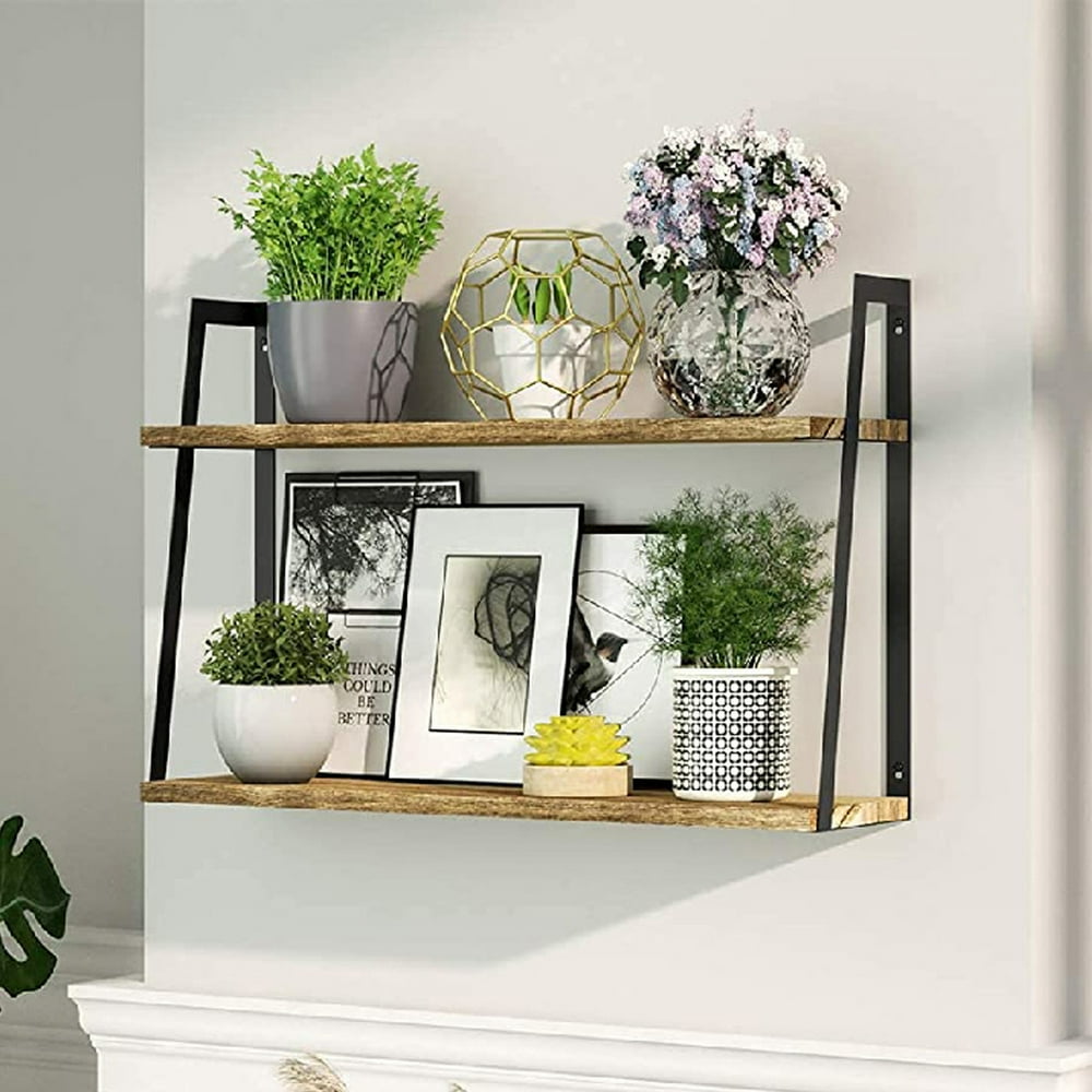 2Tier Floating Wall Shelves, Rustic Mounted Wall Shelves, Floating