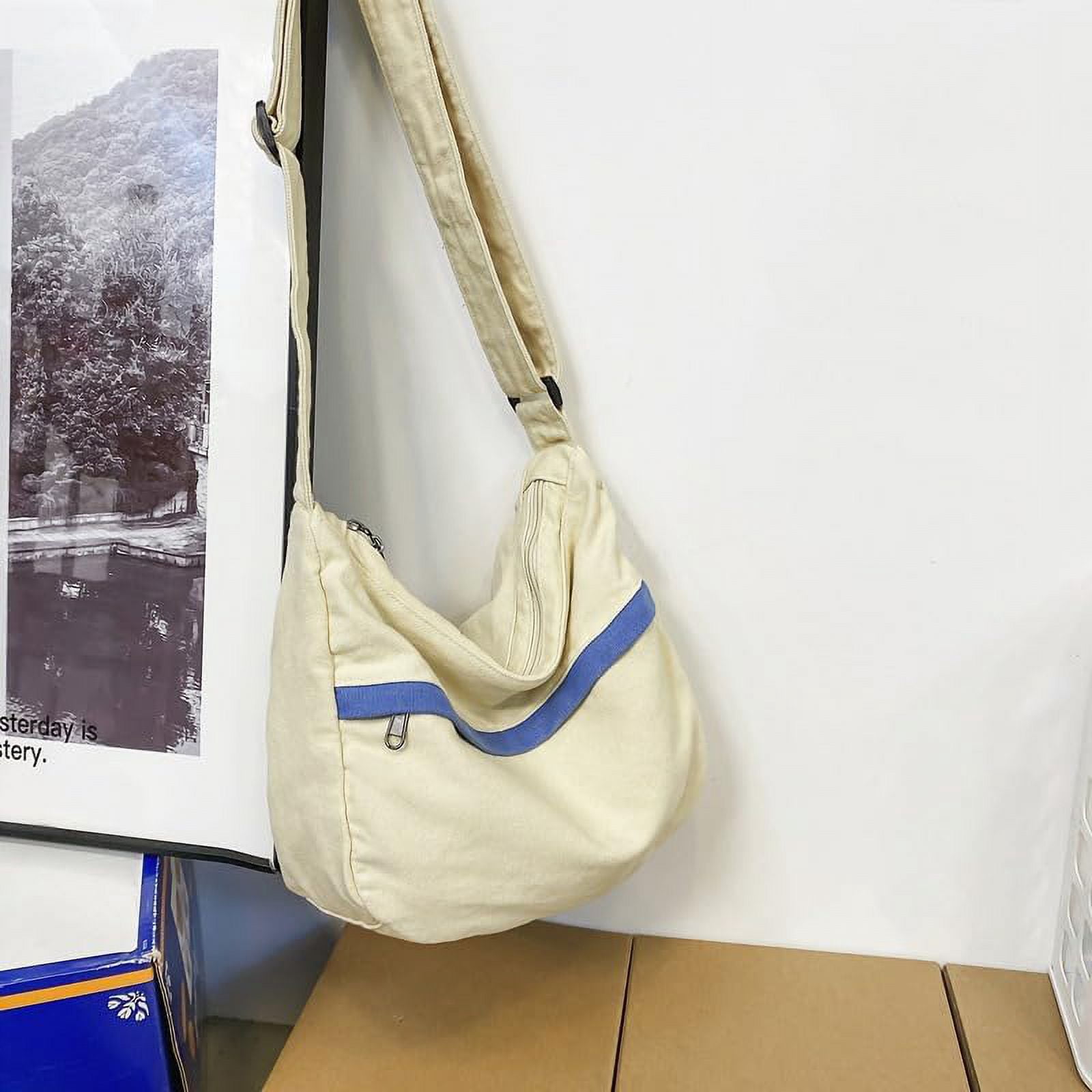 Canvas Messenger Bag Hobo Crossbody Bag for Women Shoulder Tote Handbag Vintage Aesthetic Travel Work