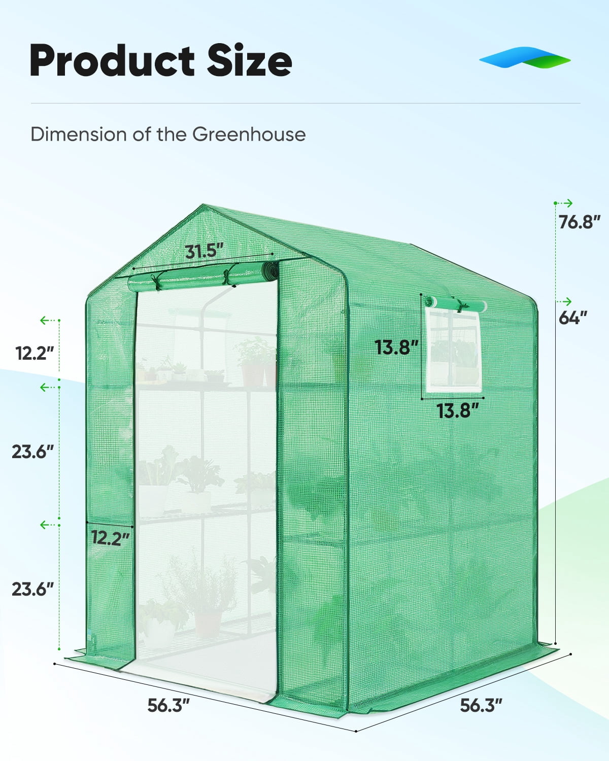 Quictent Mini Greenhouse 3 Tiers 12 Shelves 56"x 56"x77" Outdoor Walk In Gardening Planter Hot House PE Cover
