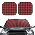 thumbnail image 2 of Easygdp Red Black Plaid for 2 PCS Foldable Car Sun Shade Front Windshield Sun Protection Cover for Car, SUV, Truck-Medium, 2 of 6