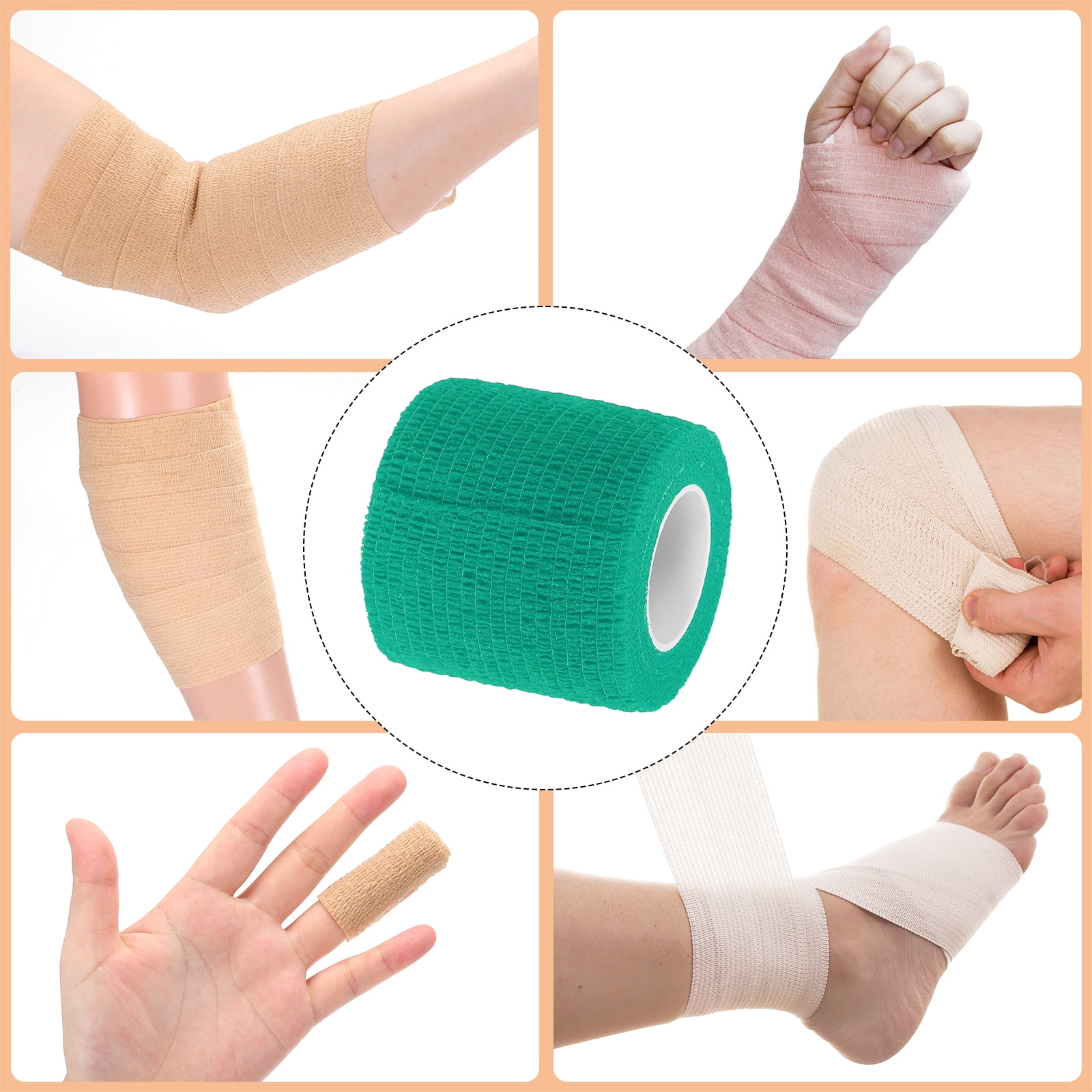 12 Rolls Adhesive Elastic Tape Elastic Bandage,2" x 5 Yards Wrap Stretch Wrist Knee Tape,Green