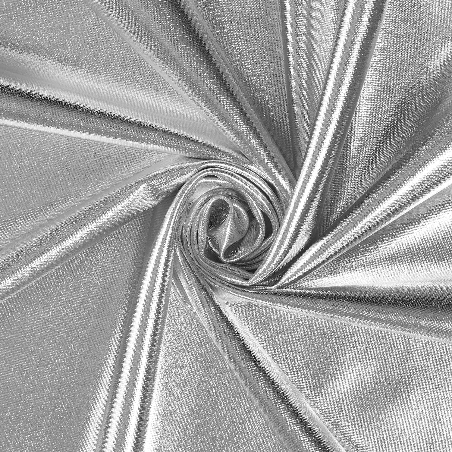 Shiny Silver Foil Lame Metallic Spandex 59/60" Wide Polyester Spandex