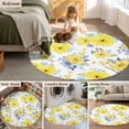 thumbnail image 5 of Round Area Rug 6 Ft, Yellow Watercolor Floral Washable Non-Slip Circle Carpet for Living Room/Bedroom, Spring Flower Abstract Art Low-Profile Indoor Mats Collection Rugs for Residential, 5 of 8
