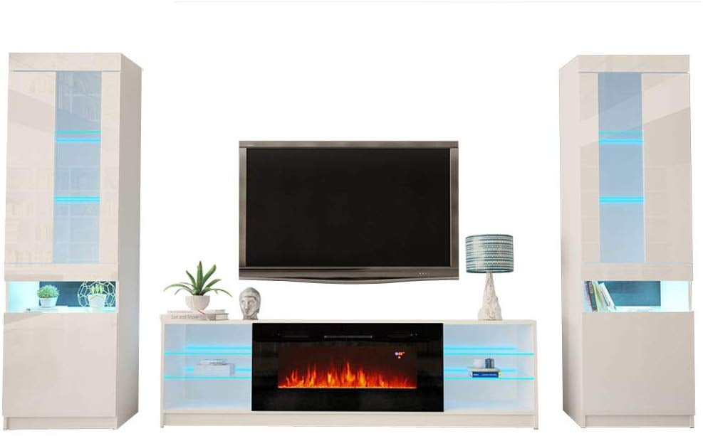 Boston 01 Electric Fireplace Modern Wall Unit Entertainment Center